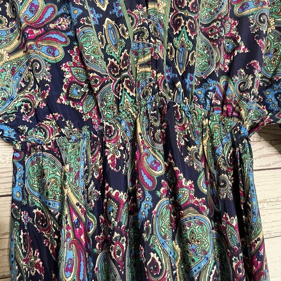 Indian Silk Maxi Dress with Kimono Sleeves, Size Medium - Picture 10 of 12